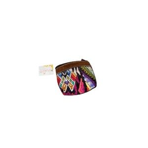 🆕 Altiplano Handmade Fair Trade Boho Leather and Woven Textile Coin Purse